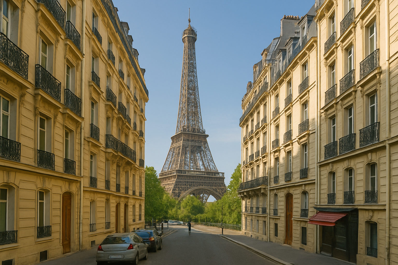 Strada di Parigi con la Torre Eiffel
